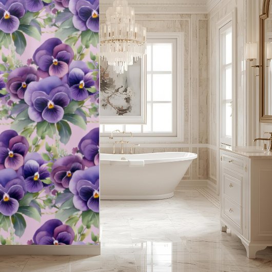 Elegant Purple Pansy Shower Curtain シャワーカーテン