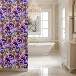 Elegant Purple Pansy Shower Curtain シャワーカーテン
