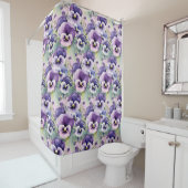 Elegant Purple Pansy Shower Curtain シャワーカーテン (インサイチュ)