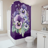 Elegant Purple Pansy Shower Curtain シャワーカーテン (インサイチュ)