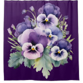 Elegant Purple Pansy Shower Curtain シャワーカーテン (正面)