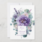 Elegant Purple Peony Lavender Eucalyptus 招待状 (正面)