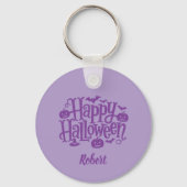 Elegant purple Personalized name Halloween キーホルダー (正面)