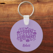 Elegant purple Personalized name Halloween キーホルダー (裏面)