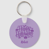 Elegant purple Personalized name Halloween キーホルダー (裏面)