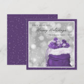 Elegant Purple Photo Happy Holidays Card シーズンカード (正面/裏面)