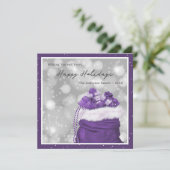 Elegant Purple Photo Happy Holidays Card シーズンカード (スタンド正面)