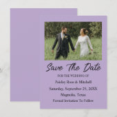 Elegant Purple Photo Wedding Save The Date Card (正面/裏面)