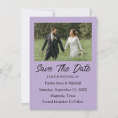 Elegant Purple Photo Wedding Save The Date Card (正面)