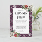 Elegant Purple Plaid Botanical Christmas Party 招待状 (スタンド正面)