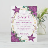 Elegant Purple Poinsettia Winter Sweet 16 招待状 (スタンド正面)
