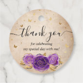 Elegant Purple Rose Gold Crown Thank You Gift フェイバータグ (裏面)