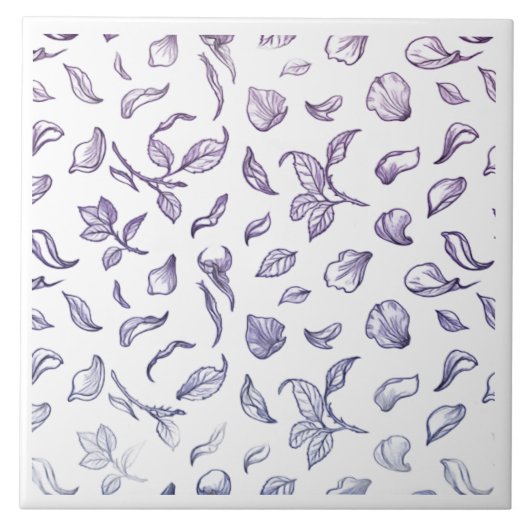 Elegant Purple Rose Petal Pattern Ceramic Tile -  タイル (正面)
