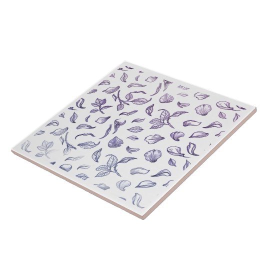 Elegant Purple Rose Petal Pattern Ceramic Tile -  タイル (側面)