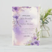 Elegant Purple Rose Wedding Invite 招待状 (スタンド正面)