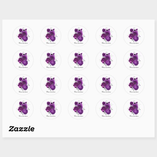 Elegant purple roses Wedding customizable ラウンドシール (シート)