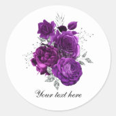 Elegant purple roses Wedding customizable ラウンドシール (正面)