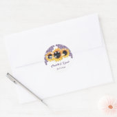 Elegant Purple Rustic Sunflower Wedding ラウンドシール (封筒)