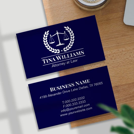 Elegant Purple Scales of Justice Attorney 名刺