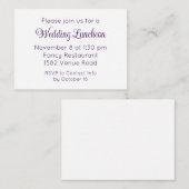 Elegant Purple Script Wedding Event Invitation エンクロージャーカード (正面/裏面)