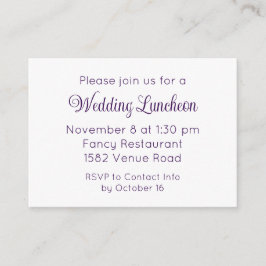 Elegant Purple Script Wedding Event Invitation エンクロージャーカード