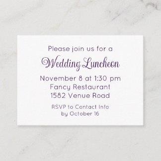 Elegant Purple Script Wedding Event Invitation エンクロージャーカード