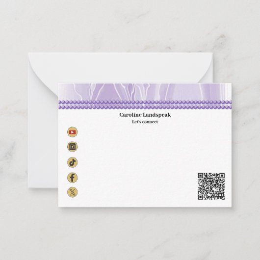Elegant Purple Silk, Social Media & QR Code ノートカード (正面)