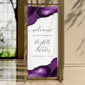 Elegant Purple Silve Agate Corners Wedding Welcome 横断幕
