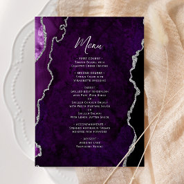 Elegant Purple Silver Agate Wedding Menu メニュー
