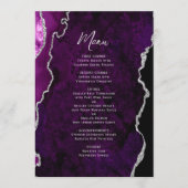 Elegant Purple Silver Agate Wedding Menu メニュー (正面)