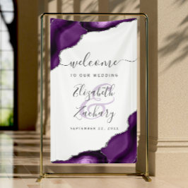 Elegant Purple Silver Agate Wedding Welcome 横断幕