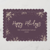 Elegant Purple Snowflake Snow Winter シーズンカード (正面/裏面)
