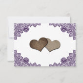 Elegant Purple Sunflower Floral Lace Wedding 出欠カード (裏面)