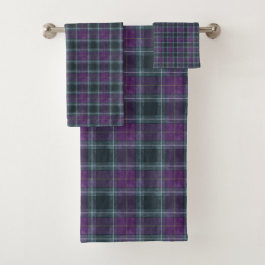 Elegant Purple Teal Plaid バスタオルセット (インサイチュ)