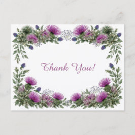 Elegant Purple Thistle Floral Thank You  ポストカード