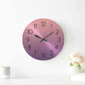 Elegant Purple to Pink Ombre Gradient ラージ壁時計 (ホーム)