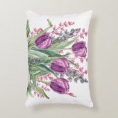 Elegant, Purple Tulip Flowers Pattern  Purple アクセントクッション (正面(垂直))