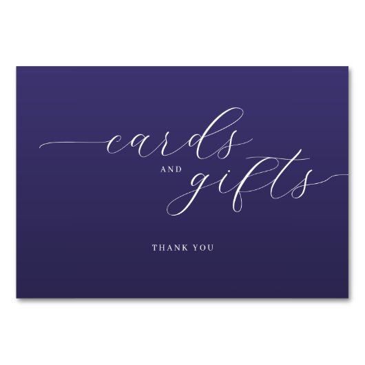 Elegant Purple Typographic Thank You Card テーブルナンバー (正面)