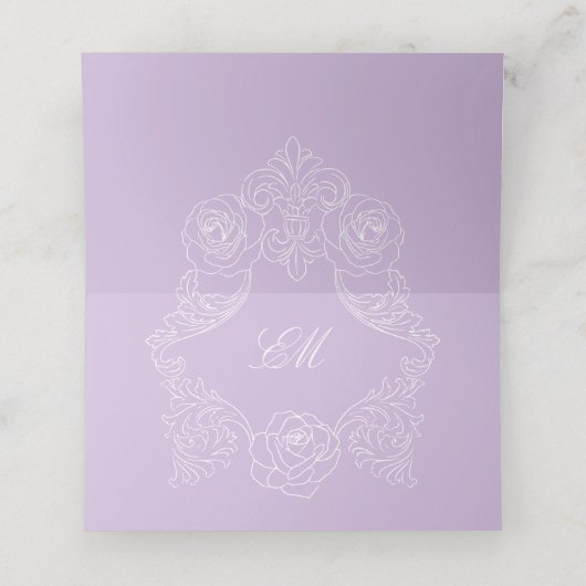 Elegant Purple Victorian Wedding プレイスカード (内部開封)