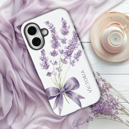 Elegant Purple Vintage Ribbon Personalized Case-Mate iPhoneケース