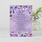 Elegant Purple Violets 30th Wedding Anniversary 招待状 (スタンド正面)