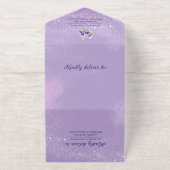Elegant Purple Violets Floral 30th Birthday Party オールインワン招待状 (外側)