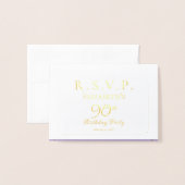 Elegant Purple Violets Floral Birthday Party RSVP 箔カード (封筒付き正面)