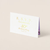 Elegant Purple Violets Floral Birthday Party RSVP 箔カード (正面)