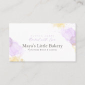 Elegant Purple Watercolor Bakery Pastry Chef 名刺 (正面)