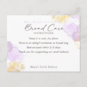 Elegant Purple Watercolor Bread Care Instructions サンキューカード (正面)