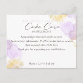 Elegant Purple Watercolor Cake Care Instructions サンキューカード (正面)