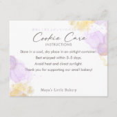 Elegant Purple Watercolor Cookie Care Instructions サンキューカード (正面)