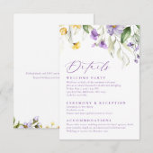 Elegant Purple Watercolor Floral Wedding エンクロージャーカード (正面/裏面)
