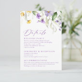 Elegant Purple Watercolor Floral Wedding エンクロージャーカード (スタンド正面)